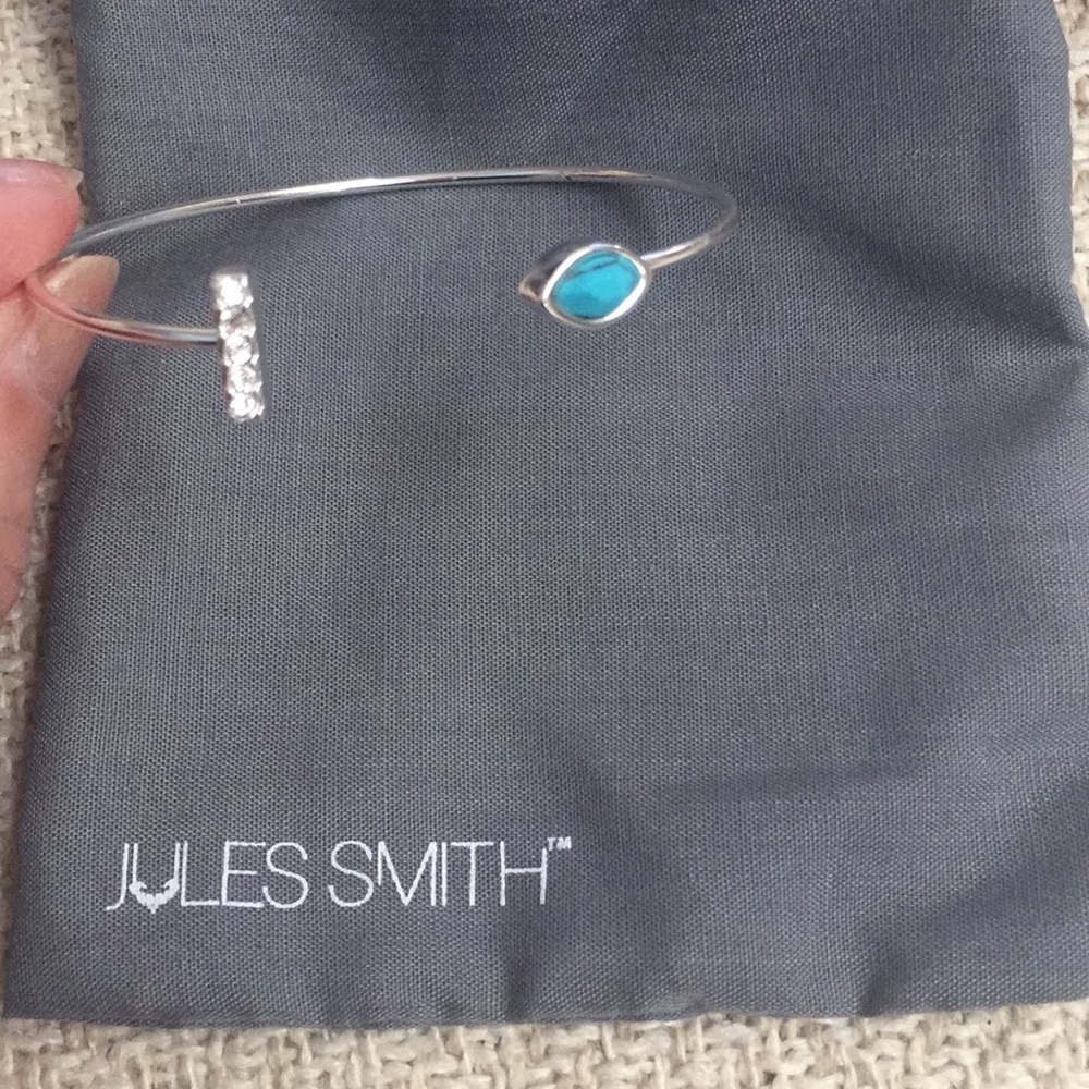 Jules Smith silver, crystals, turq. bracelet.